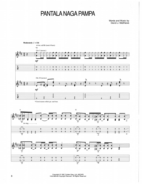 Dave Matthews Band Pantala Naga Pampa Musik Noten - Guitar Tab - 166471-0