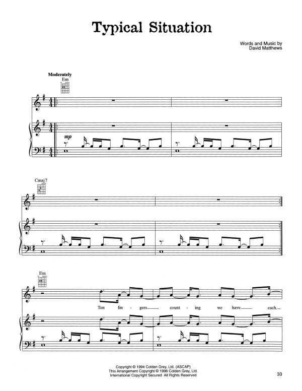 Dave Matthews Band Typical Situation Musik Noten - Guitar Tab - 166188-0