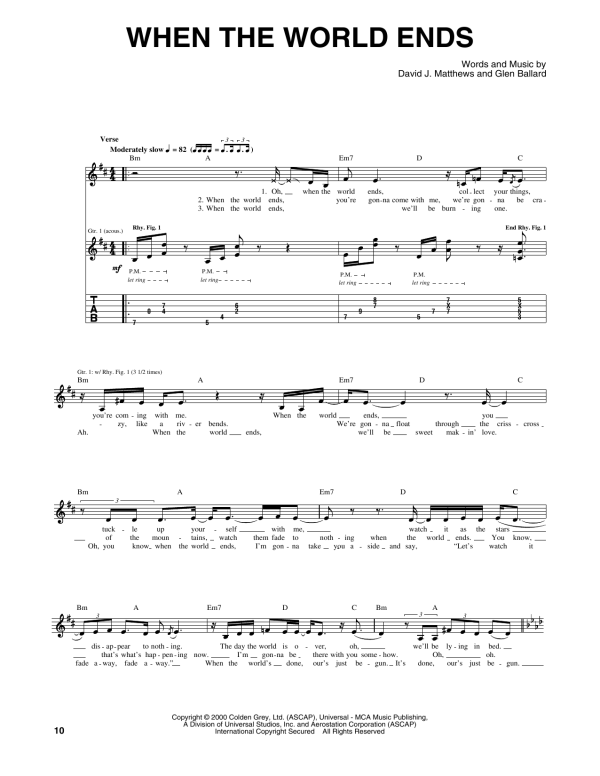Dave Matthews Band When The World Ends Musik Noten - Guitar Tab - 165100-0