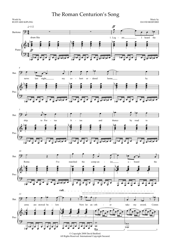 David Bedford The Roman Centurion's Song (for baritone and piano) Musik Noten - Piano & Vocal - 45846-0