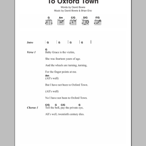 David Bowie I Have Not Been To Oxford Town Musik Noten - Guitar Chords/Lyrics - 112216-0