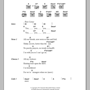 David Bowie Strangers When We Meet Musik Noten - Guitar Chords/Lyrics - 107881-0