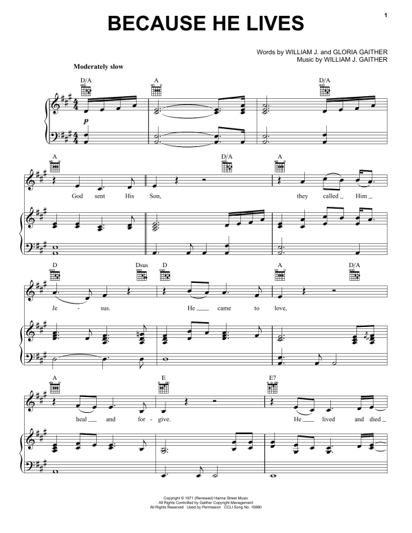 David Crowder Band Because He Lives Musik Noten - Piano, Vocal & Guitar Chords - 157507-0