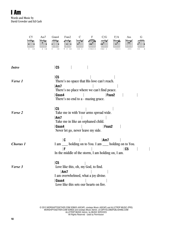 David Crowder I Am Musik Noten - Guitar Chords/Lyrics - 164910-0