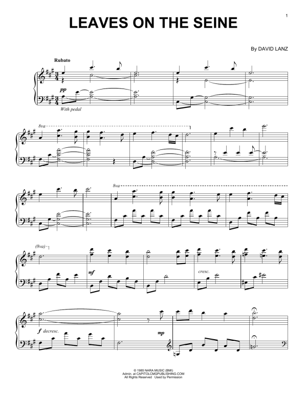 David Lanz Leaves On The Seine Musik Noten - Piano Solo - 172137-0
