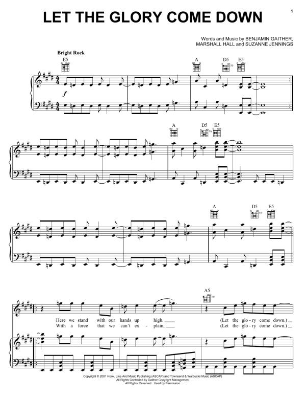 David Phelps Let The Glory Come Down Musik Noten - Piano, Vocal & Guitar Chords - 157490-0