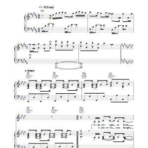Delta Goodrem Last Night On Earth Musik Noten - Piano, Vocal & Guitar Chords - 31041-0
