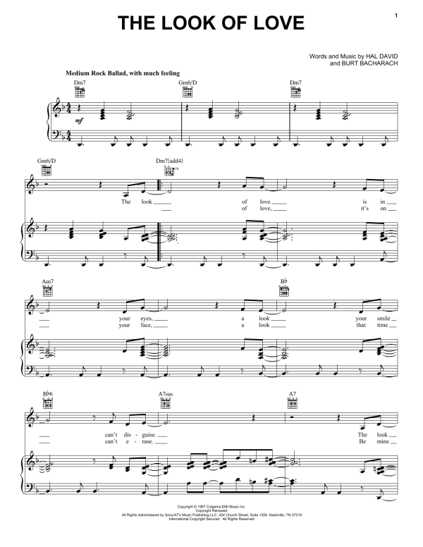 Diana Krall The Look Of Love Musik Noten - Piano, Vocal & Guitar Chords - 16400-0