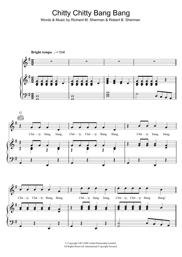 Dick Van Dyke Chitty Chitty Bang Bang Musik Noten - Piano, Vocal & Guitar Chords - 48574-0