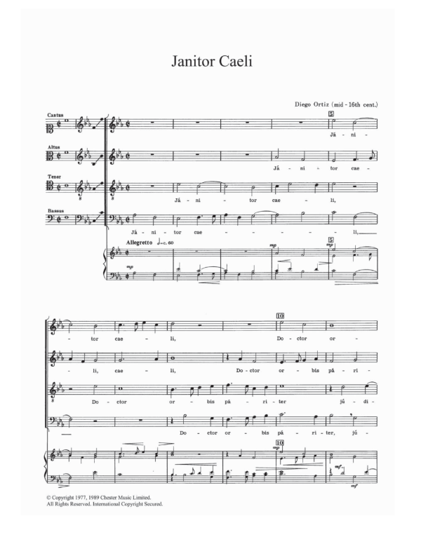 Diego Ortiz Janitor Caeli Musik Noten - Piano, Vocal & Guitar Chords - 121913-0