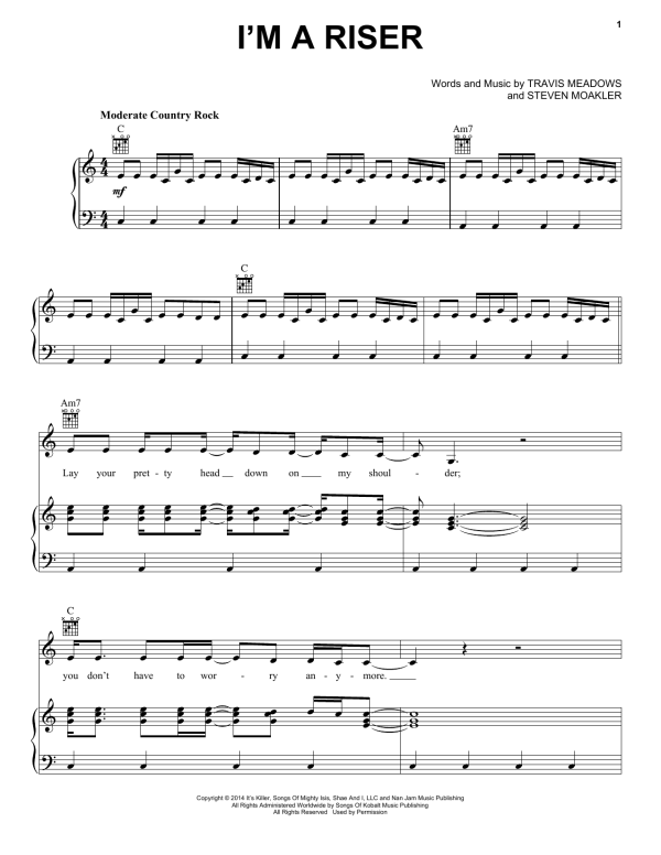 Dierks Bentley I'm A Riser Musik Noten - Piano, Vocal & Guitar Chords - 177307-0