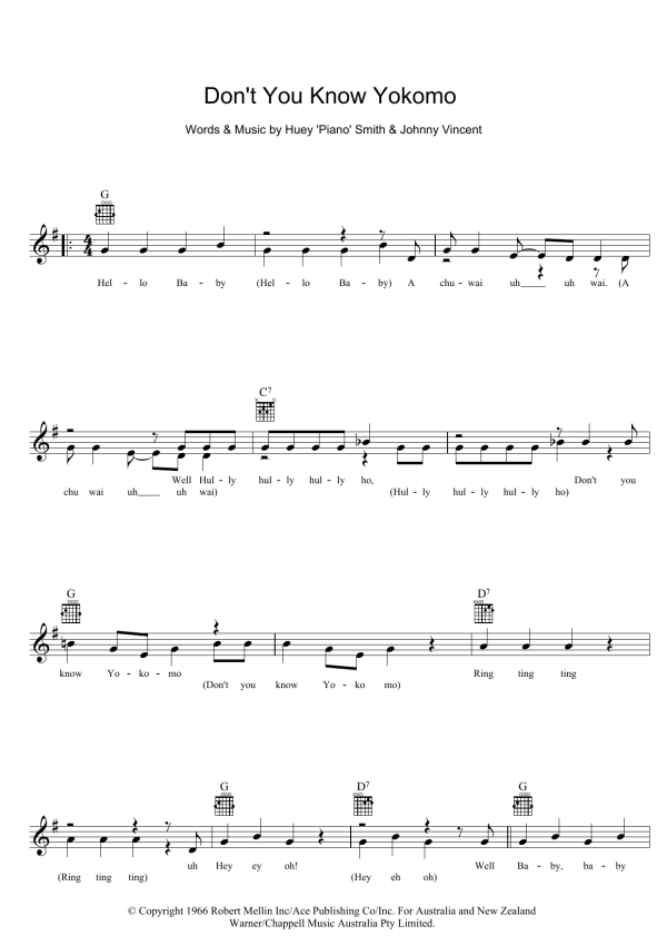 Dinah Lee Don't You Know Yokomo Musik Noten - Lead Sheet / Fake Book - 39327-0