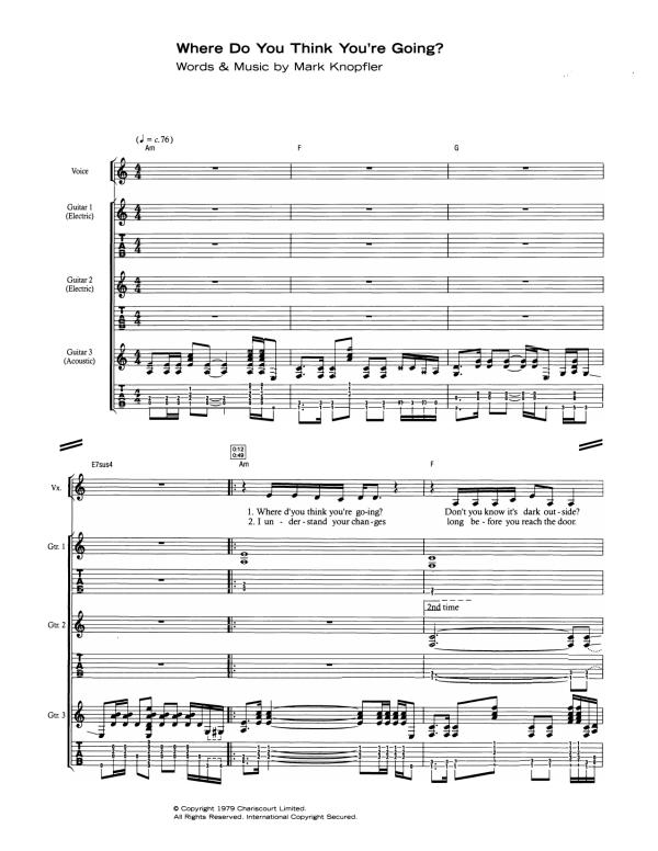 Dire Straits Where Do You Think You're Going Musik Noten - Guitar Chords/Lyrics - 108743-0