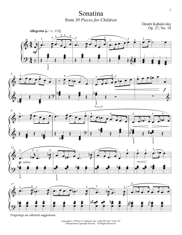 Dmitri Kabalevsky Sonatina Musik Noten - Piano Solo - 158762-0