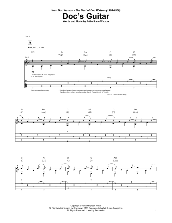 Doc Watson Doc's Guitar Musik Noten - Guitar Tab - 165143-0
