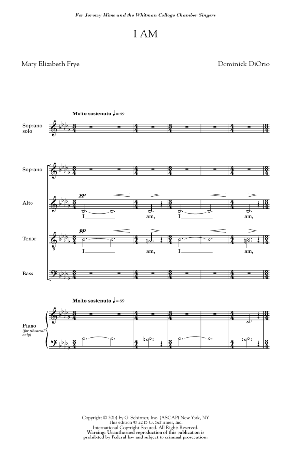 Dominick DiOrio I Am Musik Noten - SATB Choir - 157958-0