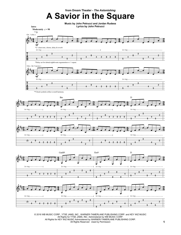Dream Theater A Savior In The Square Musik Noten - Guitar Tab - 174510-0