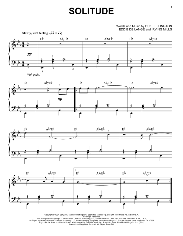 Duke Ellington Solitude (arr. Brent Edstrom) Musik Noten - Piano Solo - 69174-0