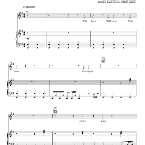 Duran Duran The Wild Boys Musik Noten - Piano, Vocal & Guitar Chords - 165024-0