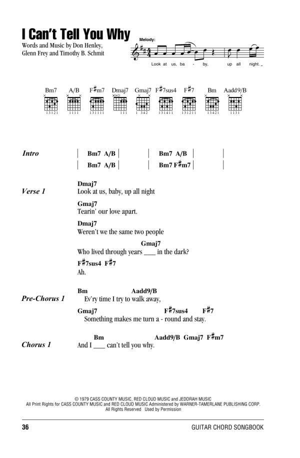 Eagles I Can't Tell You Why Musik Noten - Guitar Chords/Lyrics - 153430-0