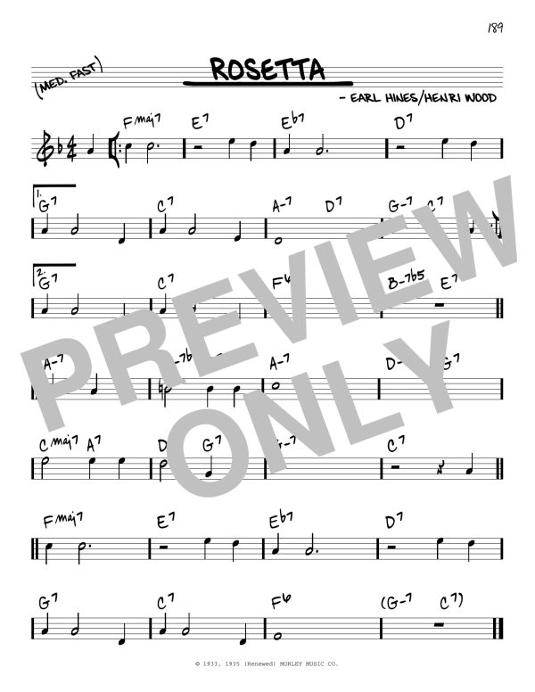 Earl Hines Rosetta Musik Noten - Piano, Vocal & Guitar Chords - 89843-0