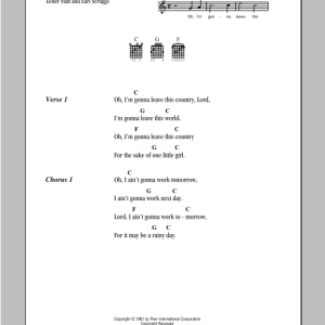 Earl Scruggs I Ain't Goin' To Work Tomorrow Musik Noten - Guitar Chords/Lyrics - 93840-0
