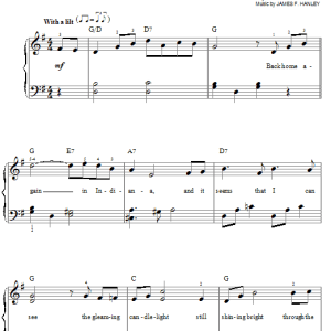Early Jazz Standard Indiana (Back Home Again In Indiana) Musik Noten - Easy Piano - 73524-0