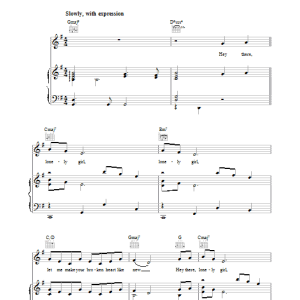 Eddie Holman Hey There, Lonely Girl Musik Noten - Piano, Vocal & Guitar Chords - 37525-0