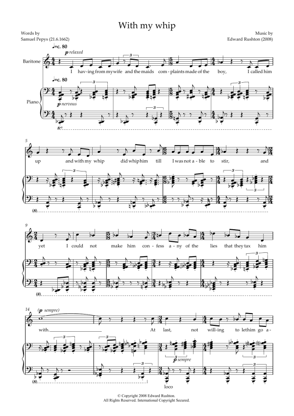 Edward Rushton With my Whip (for baritone and piano) Musik Noten - Piano & Vocal - 45885-0