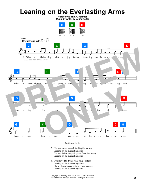 Elisha A. Hoffman Leaning On The Everlasting Arms Musik Noten - ChordBuddy - 166189-0