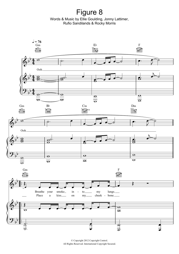 Ellie Goulding Figure 8 Musik Noten - Piano, Vocal & Guitar Chords - 115385-0