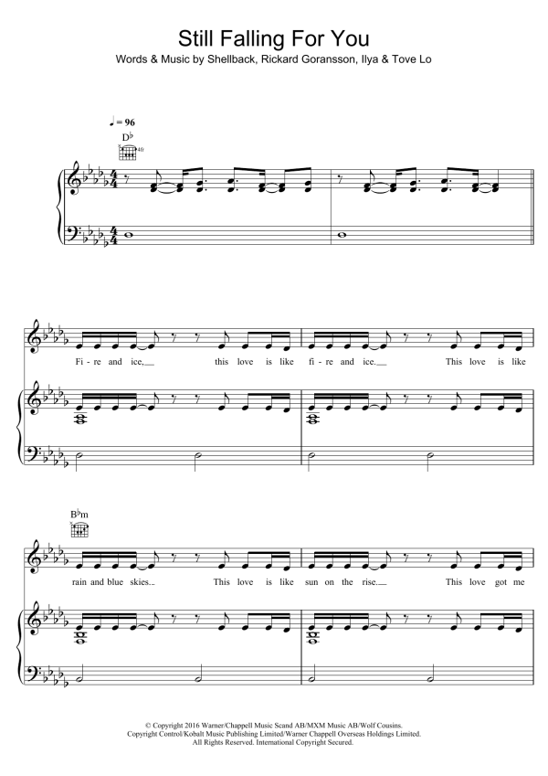 Ellie Goulding Still Falling For You Musik Noten - Easy Piano - 123837-0
