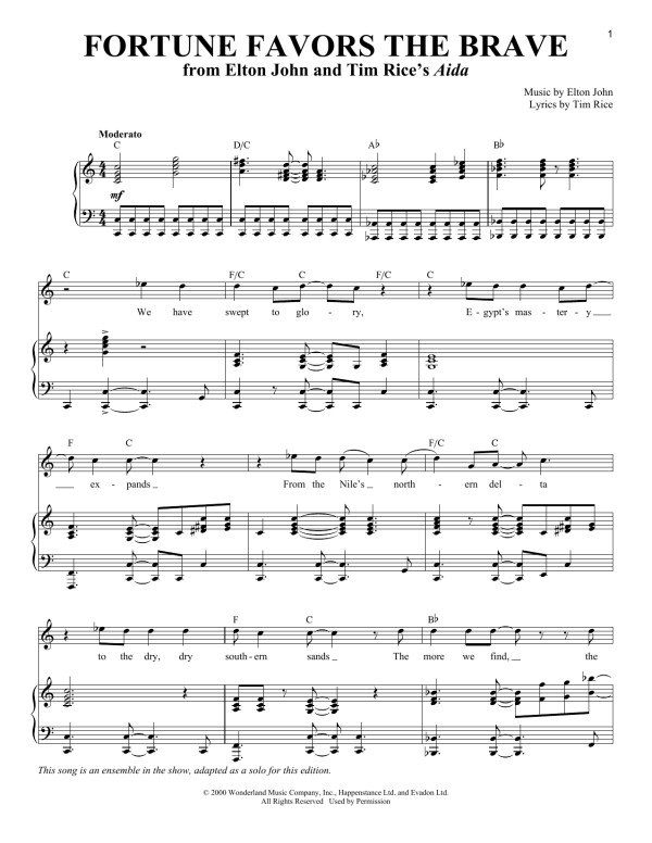 Elton John Fortune Favors The Brave Musik Noten - Piano & Vocal - 156420-0