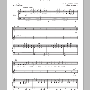 Elton John I Just Can't Wait To Be King (arr. Jill Galina) (from The Lion King) Musik Noten - 2-Part Choir - 94039-0