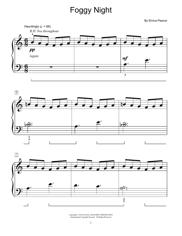 Elvina Pearce Foggy Night Musik Noten - Educational Piano - 155334-0