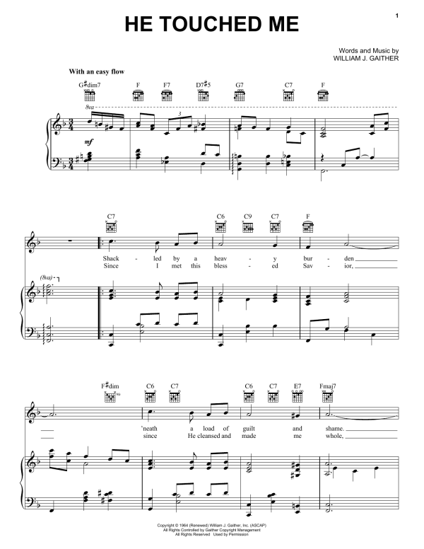 Elvis Presley He Touched Me Musik Noten - Piano, Vocal & Guitar Chords - 157467-0