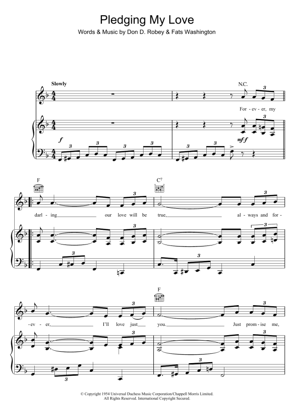 Elvis Presley Pledging My Love Musik Noten - Piano, Vocal & Guitar Chords - 121150-0