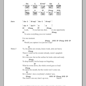 Eminem Lose Yourself Musik Noten - Guitar Chords/Lyrics - 105328-0