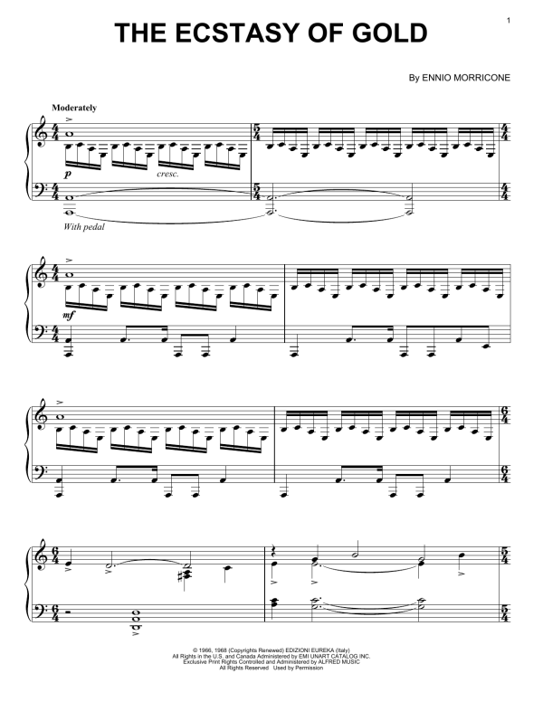 Ennio Morricone The Ecstasy Of Gold Musik Noten - Piano Solo - 157094-0