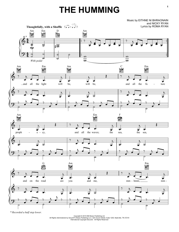 Enya The Humming Musik Noten - Piano, Vocal & Guitar Chords - 175198-0