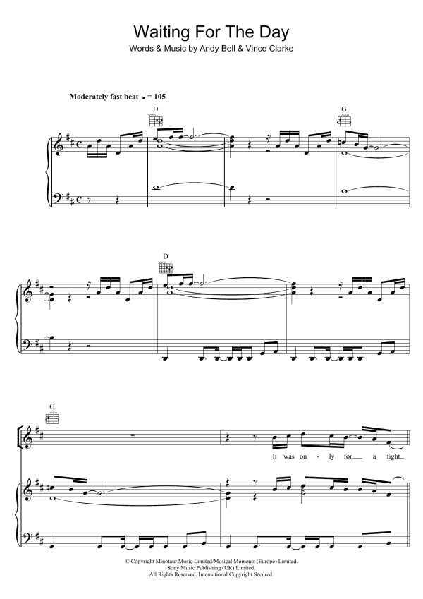 Erasure Waiting For The Day Musik Noten - Piano, Vocal & Guitar Chords - 102791-0