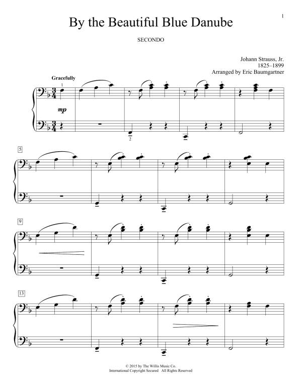 Eric Baumgartner By The Beautiful Blue Danube Musik Noten - Piano Duet - 161622-0