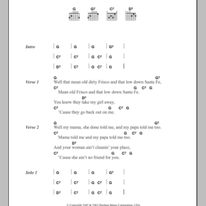 Eric Clapton Mean Old Frisco Musik Noten - Guitar Chords/Lyrics - 108566-0