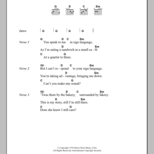 Eric Clapton Sign Language Musik Noten - Guitar Chords/Lyrics - 107729-0