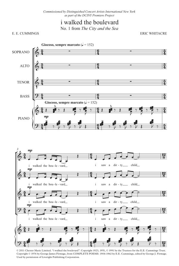 Eric Whitacre I Walked The Boulevard (From 'The City And The Sea') Musik Noten - SATB Choir - 121977-0