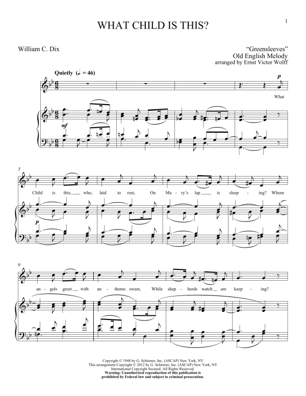 Ernst Victor Wolff What Child Is This Musik Noten - Piano & Vocal - 156383-0