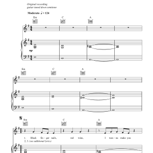 Eskimo Joe Black Fingernails, Red Wine Musik Noten - Piano, Vocal & Guitar Chords - 38173-0