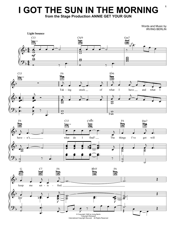 Ethel Merman I Got The Sun In The Morning Musik Noten - Piano, Vocal & Guitar Chords - 22641-0