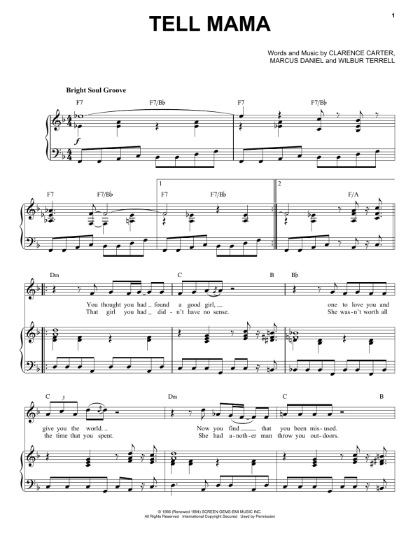 Etta James Tell Mama Musik Noten - Piano & Vocal - 160878-0