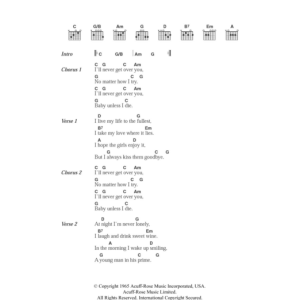 Everly Brothers I'll Never Get Over You Musik Noten - Guitar Chords/Lyrics - 103255-0